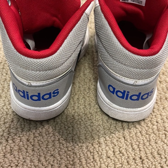 Kids White and black Adidas High Tops. Velcro- size 9T - Picture 4 of 7